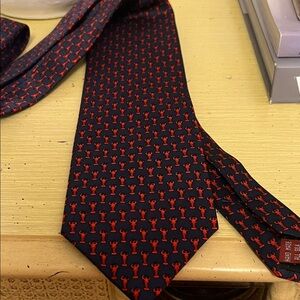 Black and Red Lobster Pattern Tie Handmade all silk
